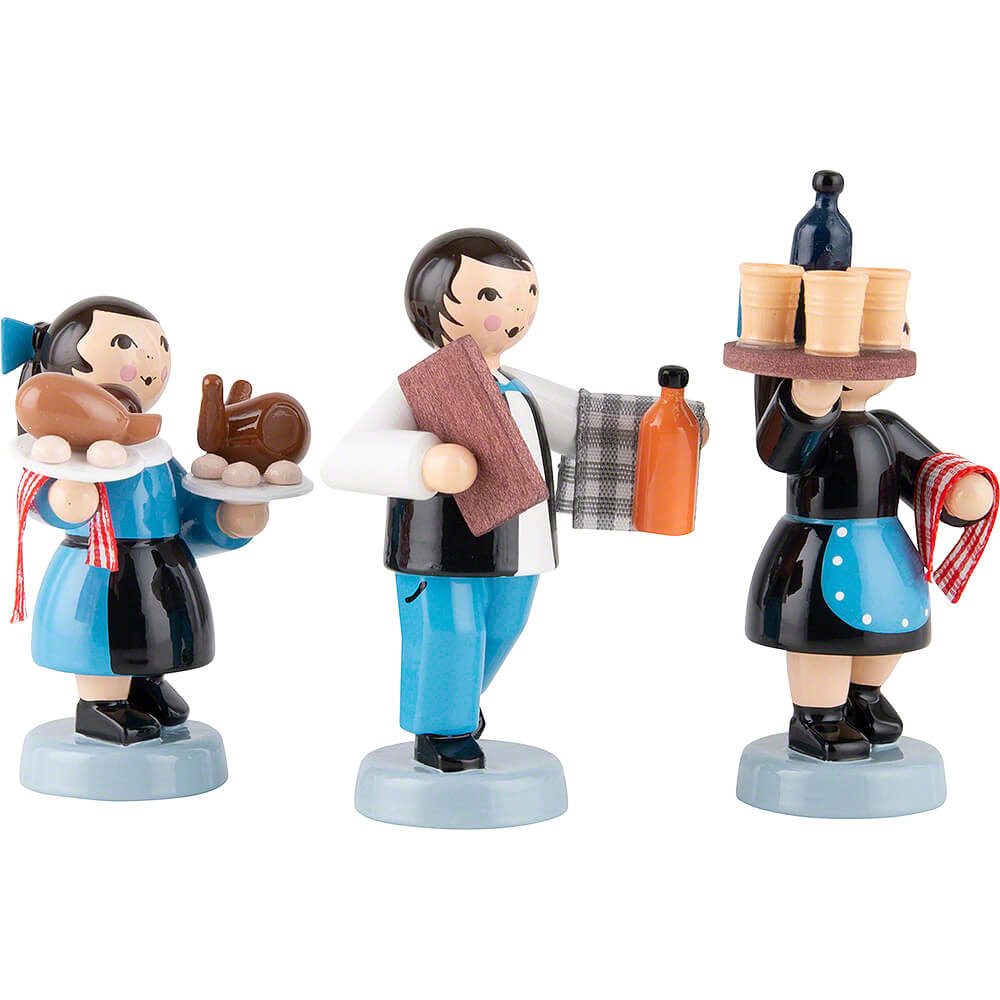 ULMIK Dekofigur Winterkinder Kellnergruppe 3-teilig blau (7cm) von ULMIK
