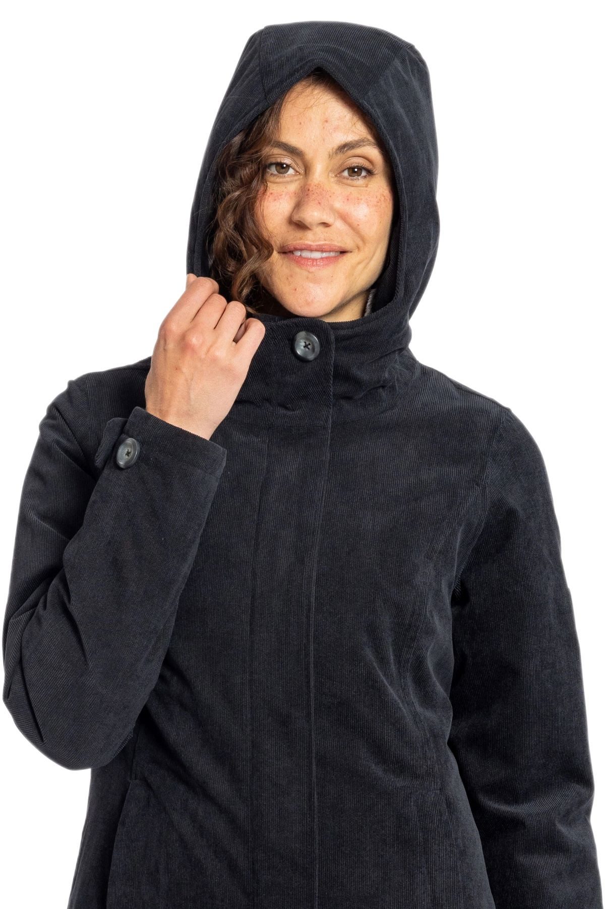 Elkline Wintermantel Glasgow Cord (winddicht, wasserdicht, warm) schwarz Damen