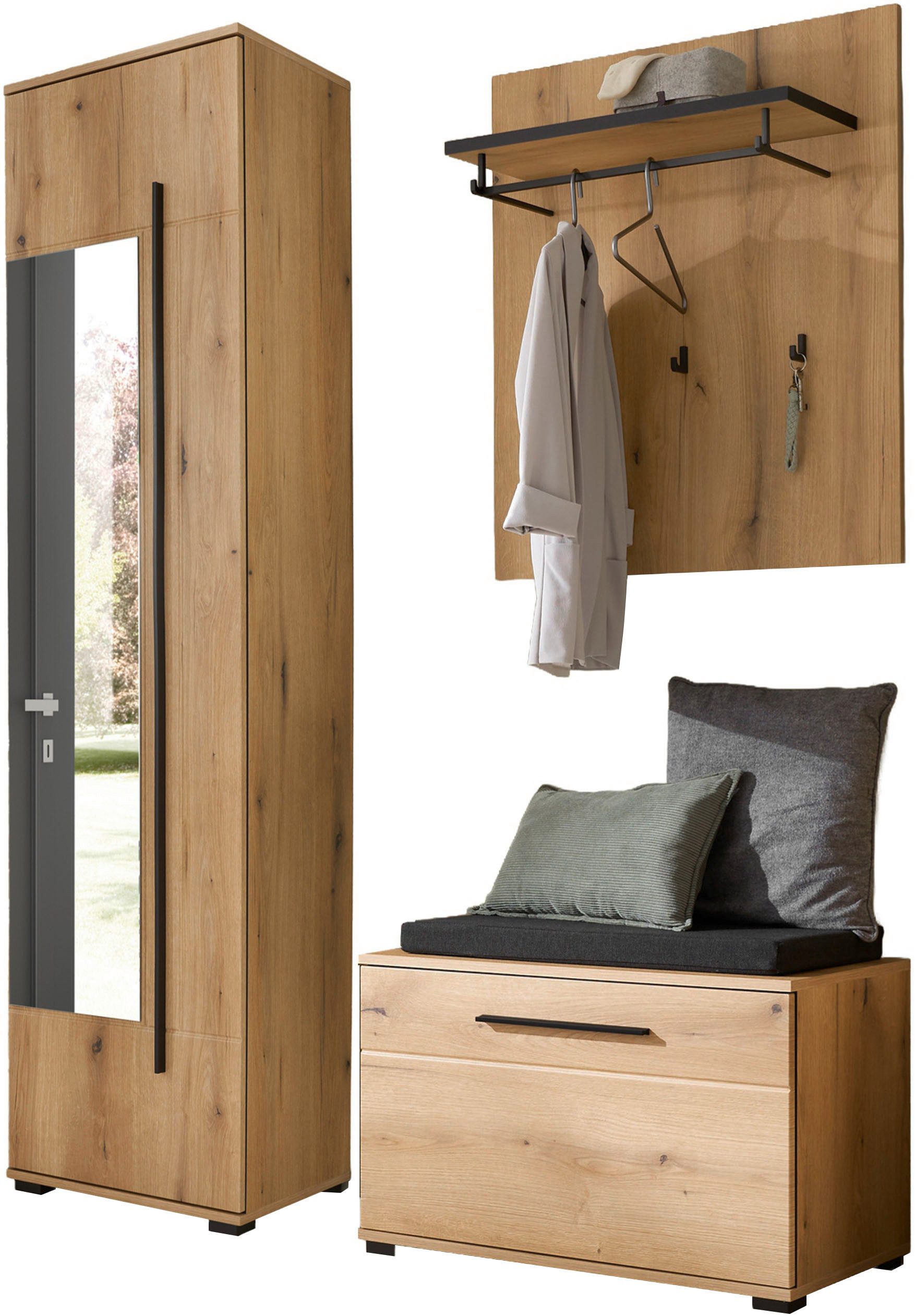 Home affaire Garderoben-Set Cantara, moderne Garderobe, Komplettset mit viel Stauraum, (Komplett-Set, 3-St)