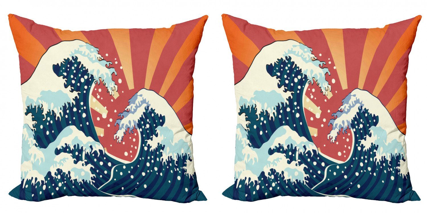 Abakuhaus Stück), (2 Doppelseitiger Welle japanische Digitaldruck, Surf Kissenbezüge Accent Modern Sunset Wasser