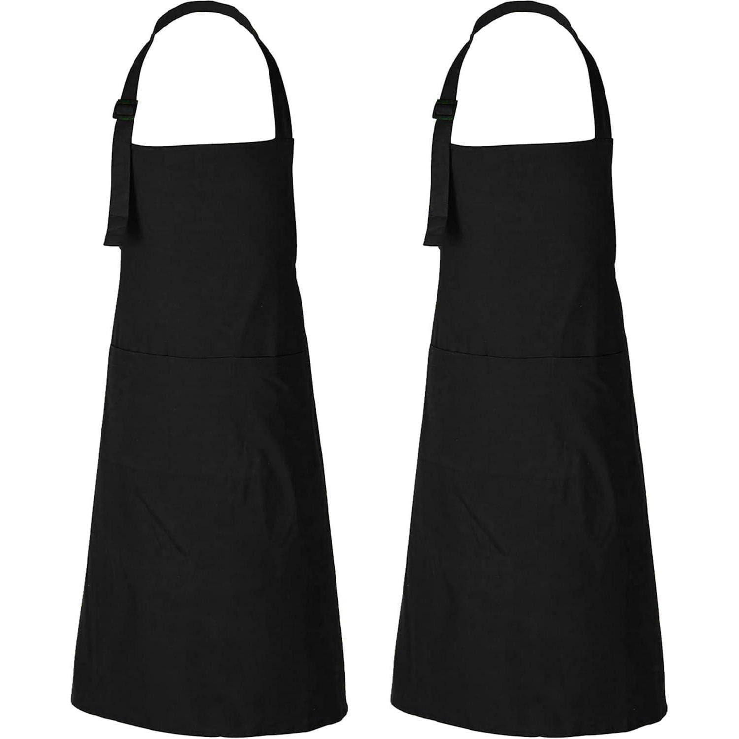 LuxusKollektion Kochschürze Kochschürze Baumwolle 69 x 89 cm 3 Taschen Frauen Männer 2 Schwarz