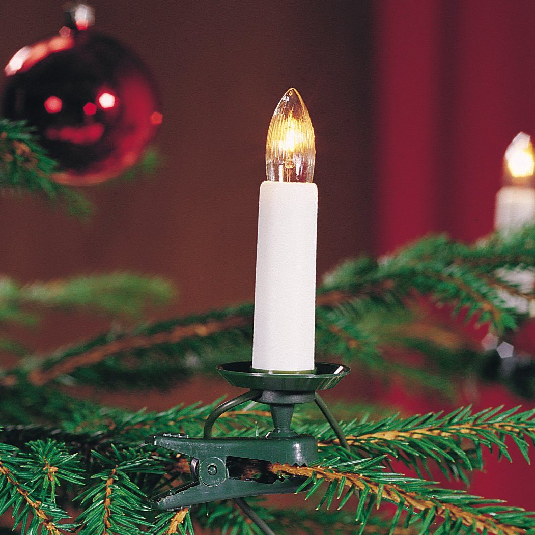 grünes LED-Christbaumkerzen klare KONSTSMIDE Weihnachtsdeko, Baumkette, Birnen, Kabel Christbaumschmuck, Dioden, 35 LED warmweiße