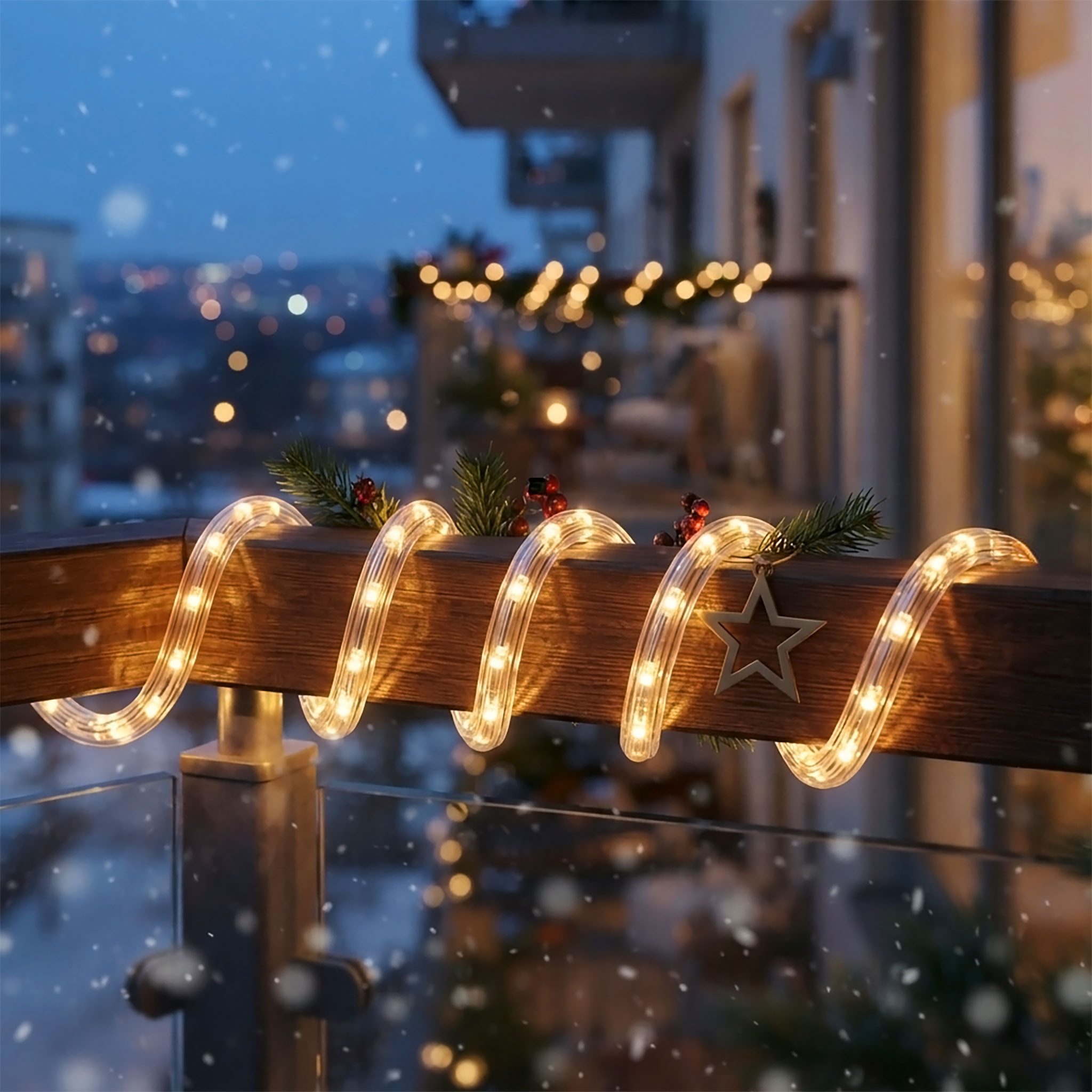 Spetebo LED-Lichterschlauch LED Lichtschlauch WARMWEISS - 12m / Ø 12mm, 288-flammig, Lichtschlauch in 12m Länge mit 288 LED in warm weiß – Bild 3 von 5