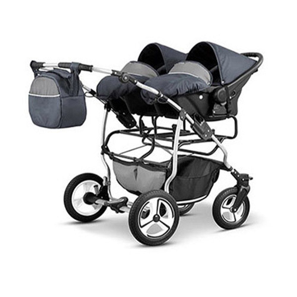 BabyMerc Zwillings-Kombikinderwagen Twin Star 4 in 1 inkl. Sportsitze, Autositze und Zubehör in 16 Farben