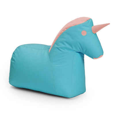 Lumaland Sitzsack Kinder Einhorn Kissen Tier 85x70x45 cm (1x Kindersitzsack), kuscheliges Sitzkissen, Unicorn Motiv, pflegeleicht
