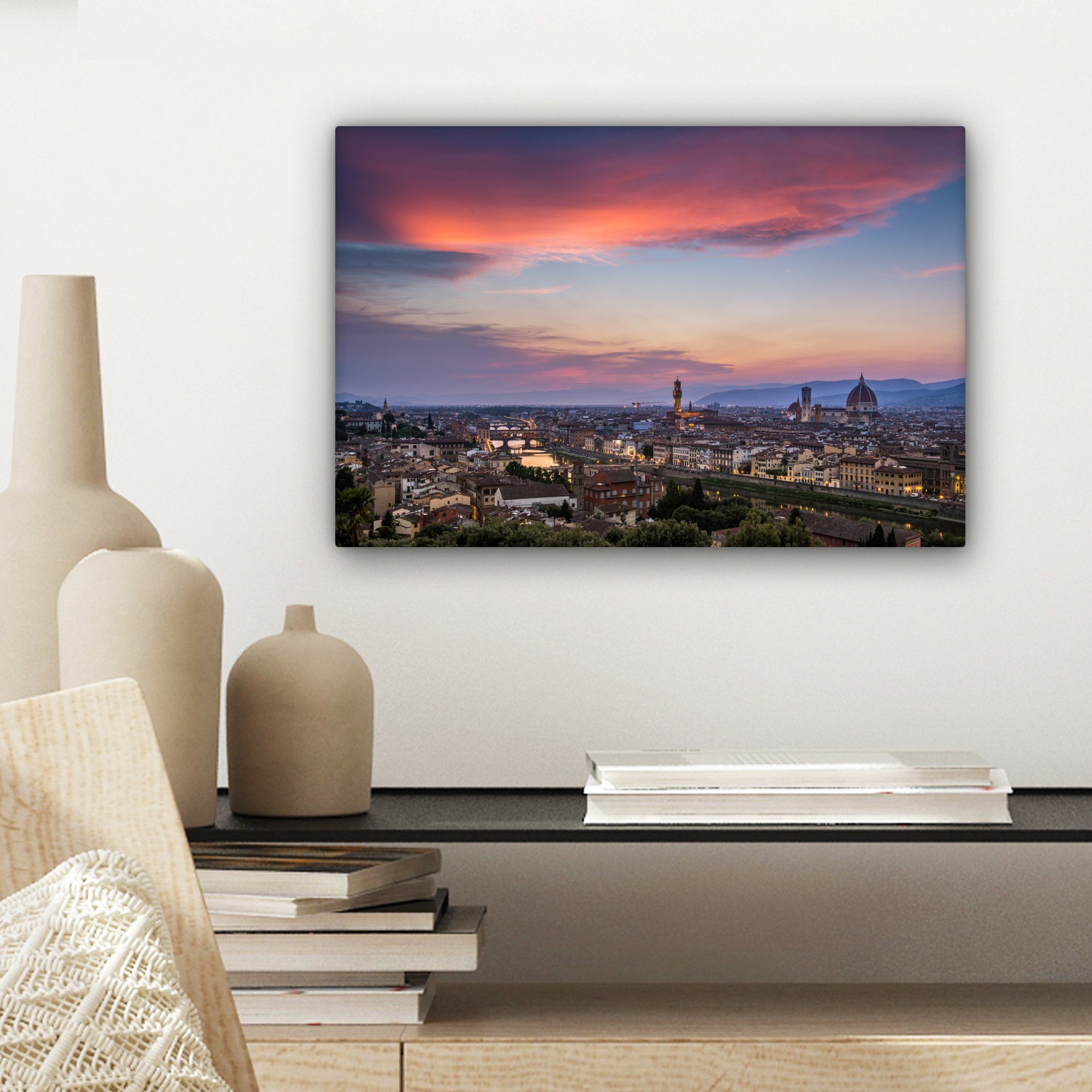 OneMillionCanvasses® Leinwandbild Florenz - Italien Skyline, Leinwandbilder, cm Wanddeko, Wandbild 30x20 (1 St), - Aufhängefertig