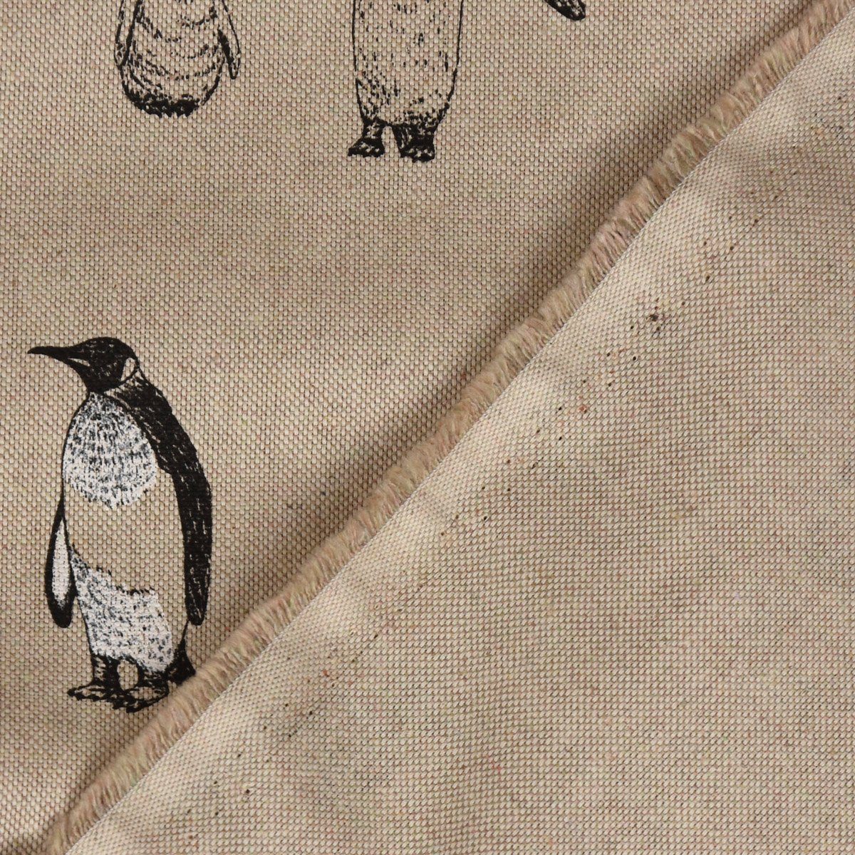 SCHÖNER LEBEN. Tischdecke SCHÖNER Tischdecke handmade Pinguine Pinguinfamilie natur LEBEN. schwarz