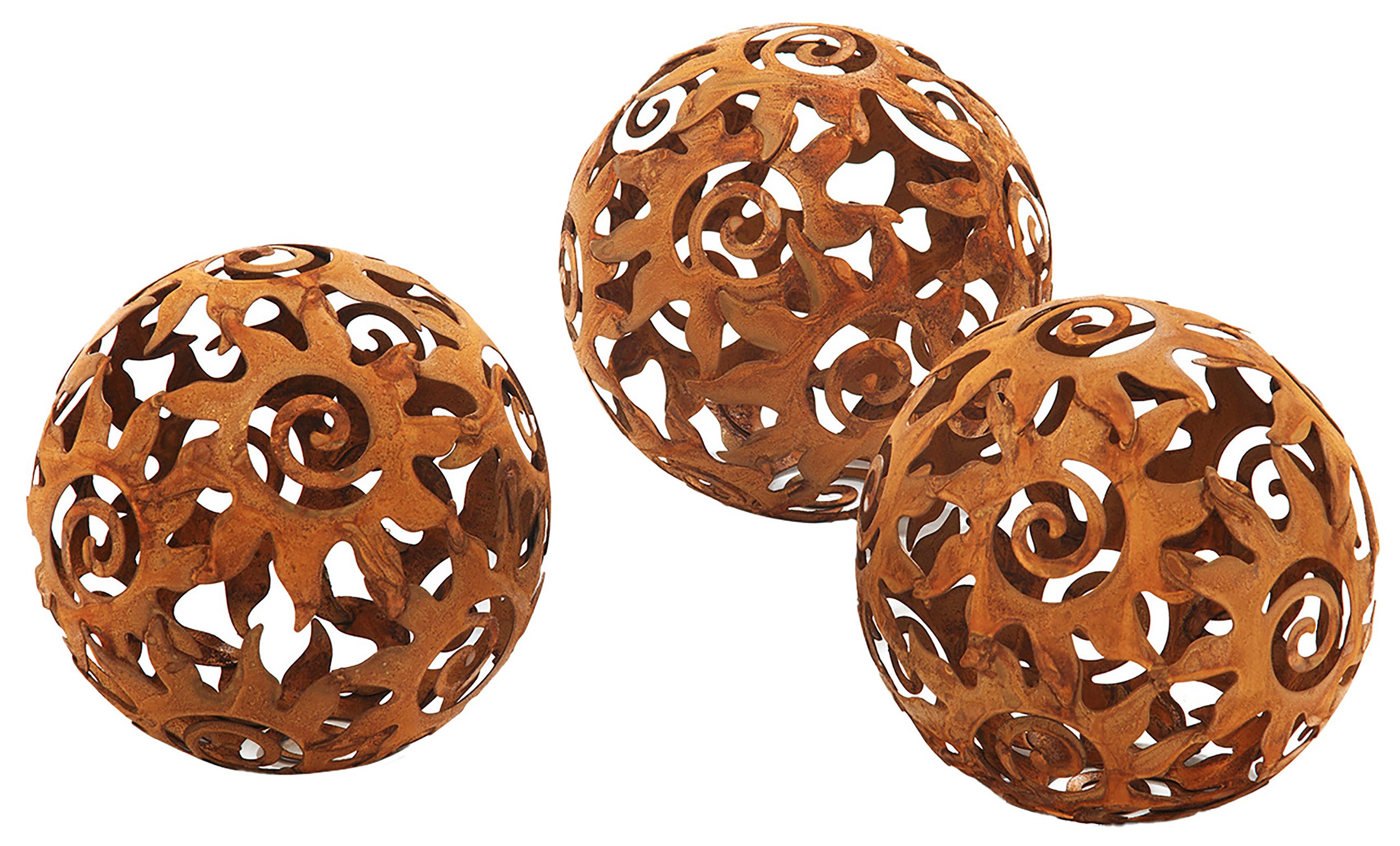 Kobolo Gartenfigur Gartenkugel KALURA Rostoptik - 3er Set - Dm.12 cm, (Meta günstig online kaufen