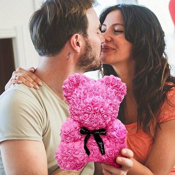 Kunstblumenstrauß Rosenbär Teddybär Rosen Valentinstagsgeschenk, Deggelbam