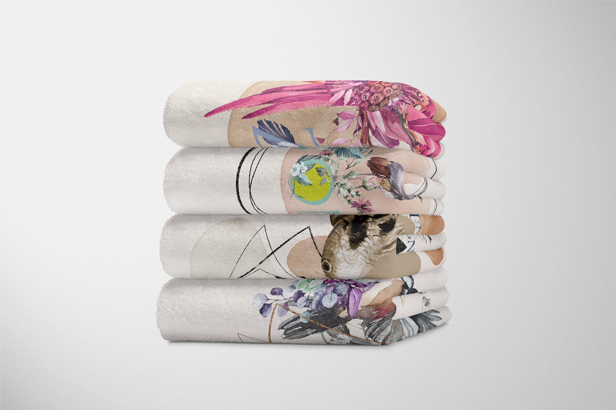 Sinus Art Handtücher Kunstvoll Japan, Strandhandtuch Ozean Baumwolle-Polyester-Mix Zuchtkarpfen Handtuch Koi (1-St), Handtuch Saunatuch Kuscheldecke