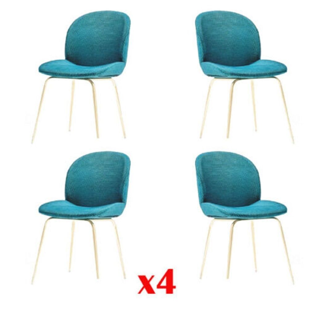 Esszimmerstuhl, Design Stoff Stühle 4x Esszimmer Gepolsterte Stuhl JVmoebel Gruppe Garnitur