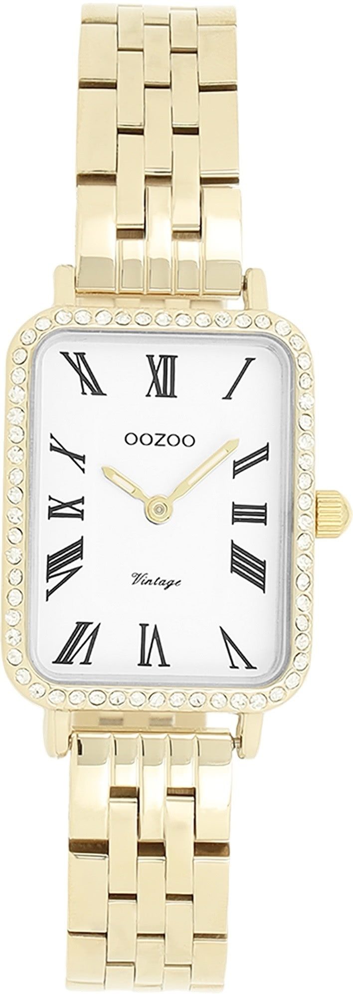 OOZOO Quarzuhr Oozoo Damen Armbanduhr OOZOO Vintage, (Analoguhr), Damenuhr rechteckig, extra groß (24x28mm) Metallarmband, Fashion-Style