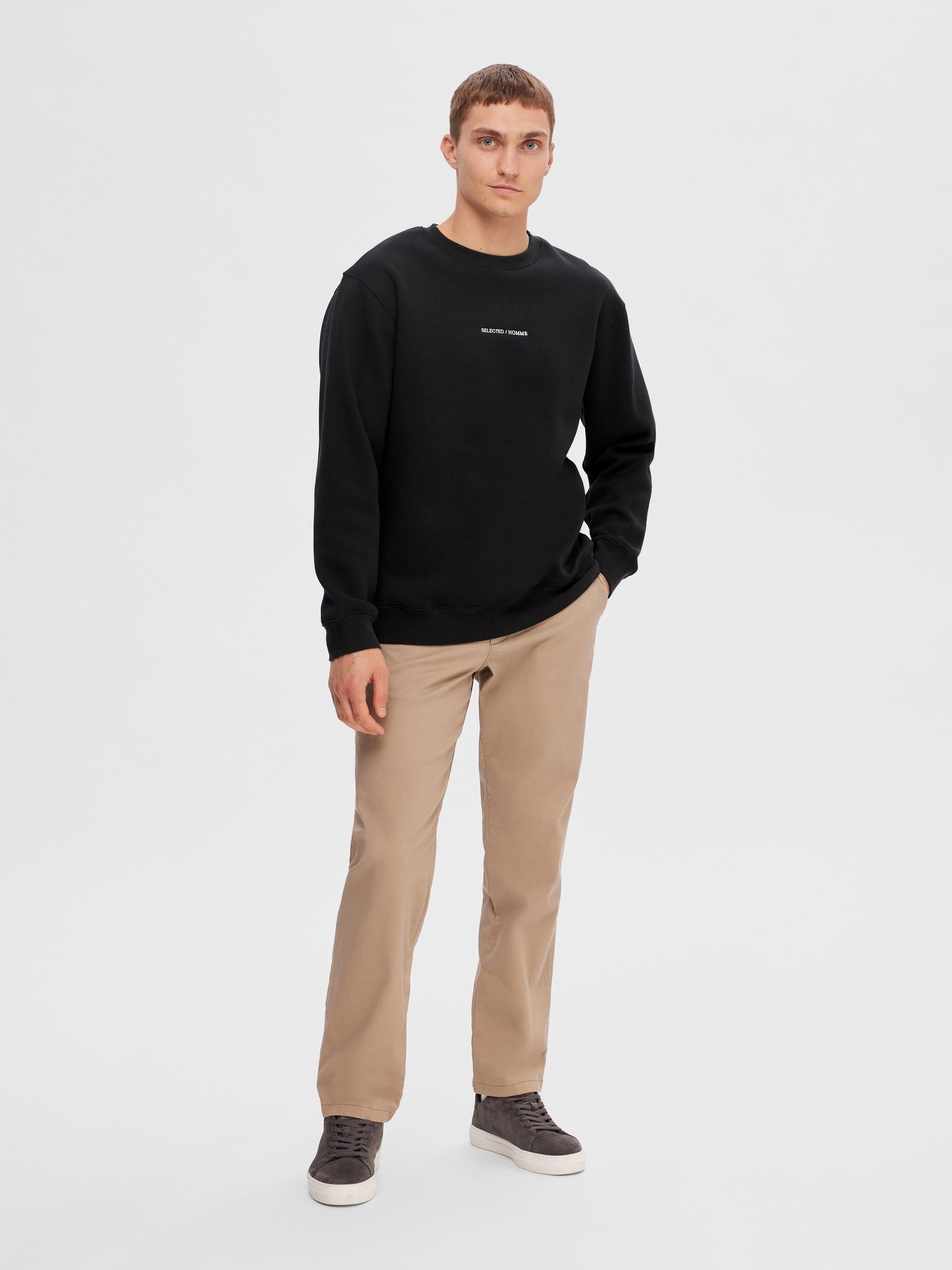 SLHHANKIE LOGO SELECTED NOOS Sweatshirt Black HOMME SWEAT NECK CREW