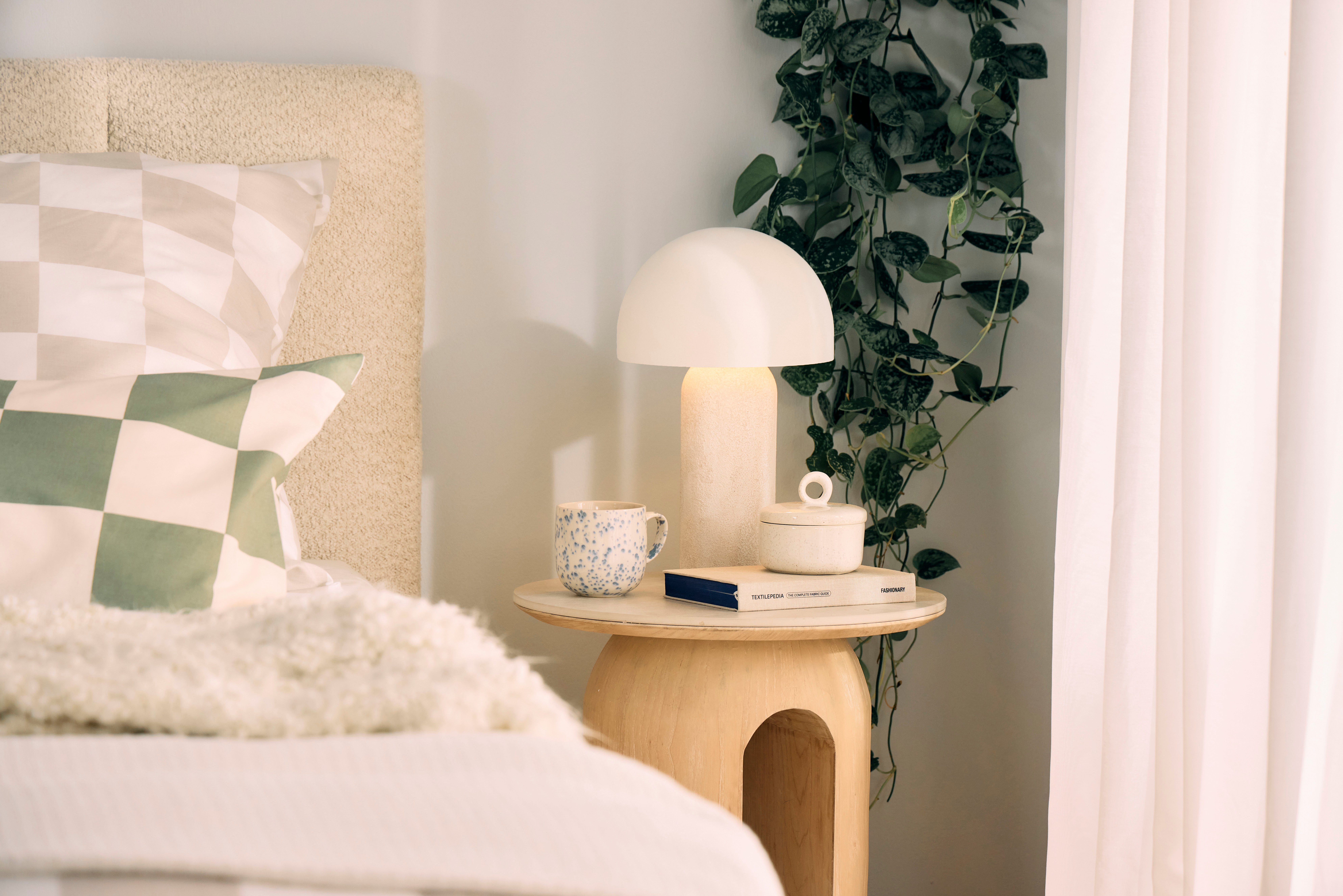 homsy by Ana Johnson Tischleuchte LUMEVA Pilz Lampe, Leuchtmittel wechselbar, ohne Leuchtmittel, warmweiß - kaltweiß, Keramik, Pilzleuchte, Höhe 38cm, beige, Metall, E14 Fassung