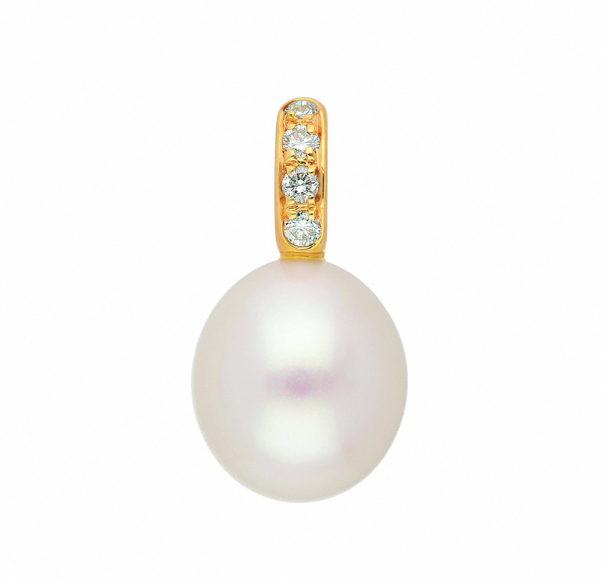 Adelia´s Kette mit Anhänger Damen 585 Gold Anhänger mit Diamant und Süßwasserperle, Schmuckset - Set mit Halskette