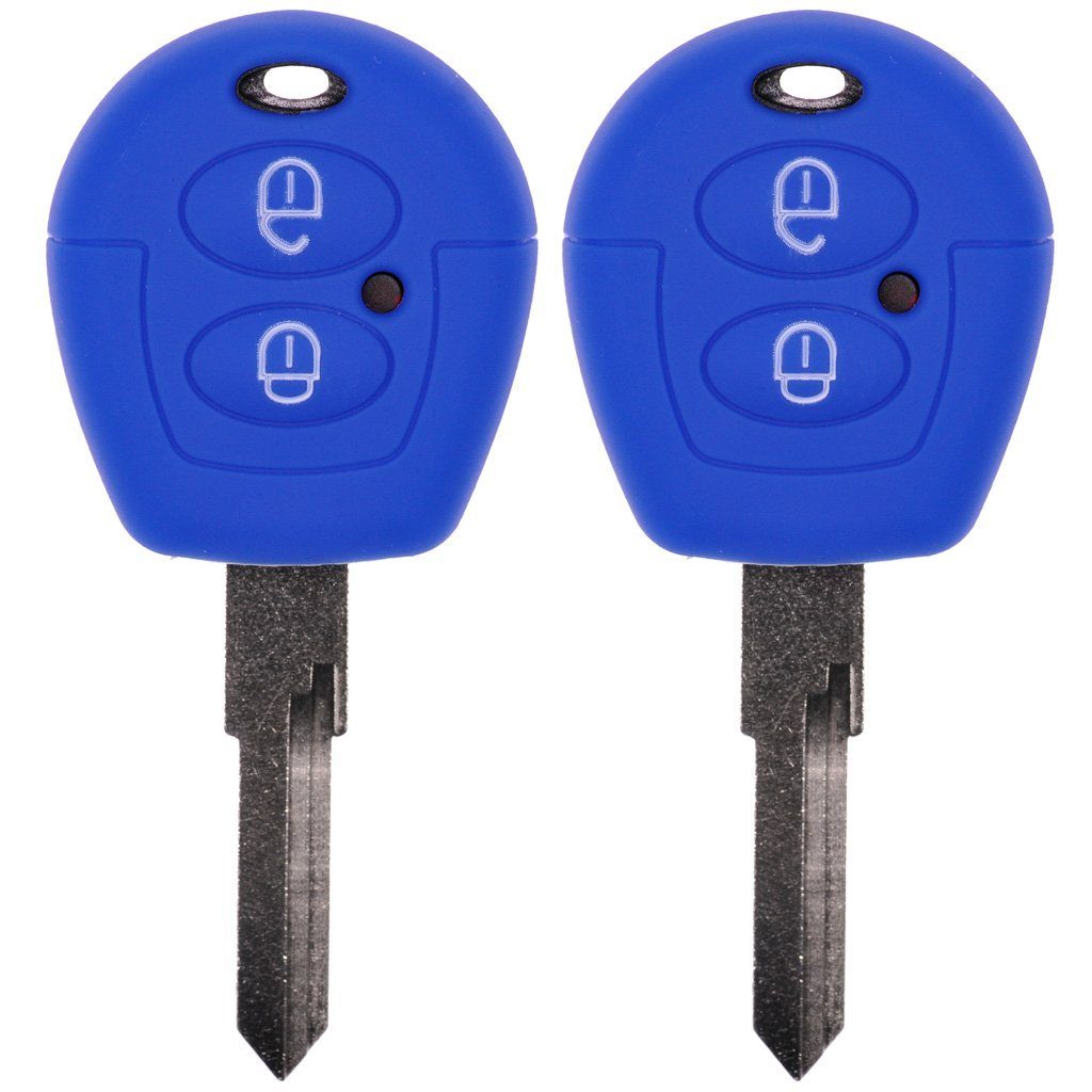 mt-key Schlüsseltasche 2x Autoschlüssel Silikon Schutzhülle im 2er-Set, für VW SEAT Skoda T4 Fox Sharan Polo Cordoba 2 Tasten Fernbedienung Blau | Schlüsseltaschen