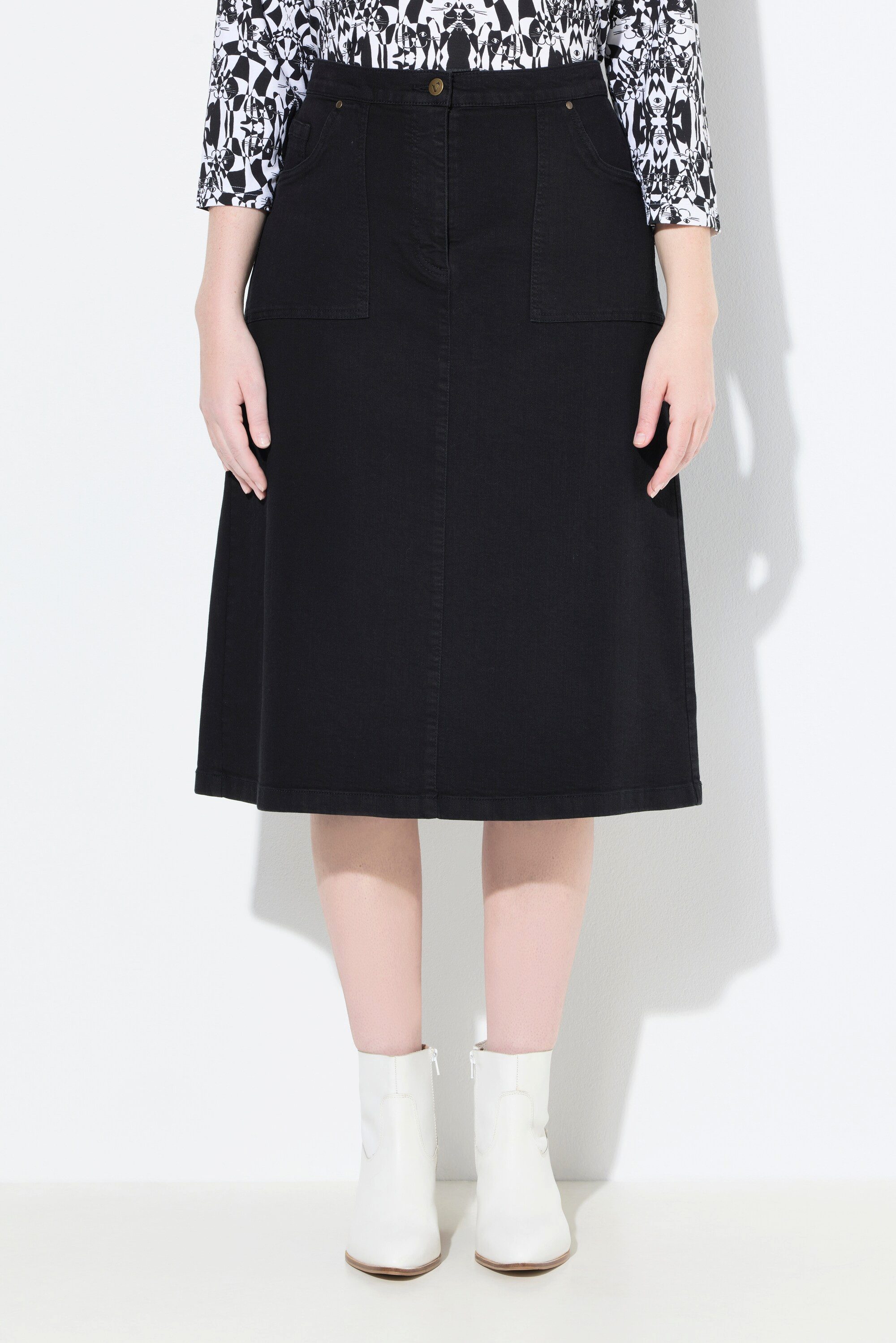 Ulla Popken Jeansrock Jeansrock A-Linie Taschen Stretchkomfort günstig online kaufen