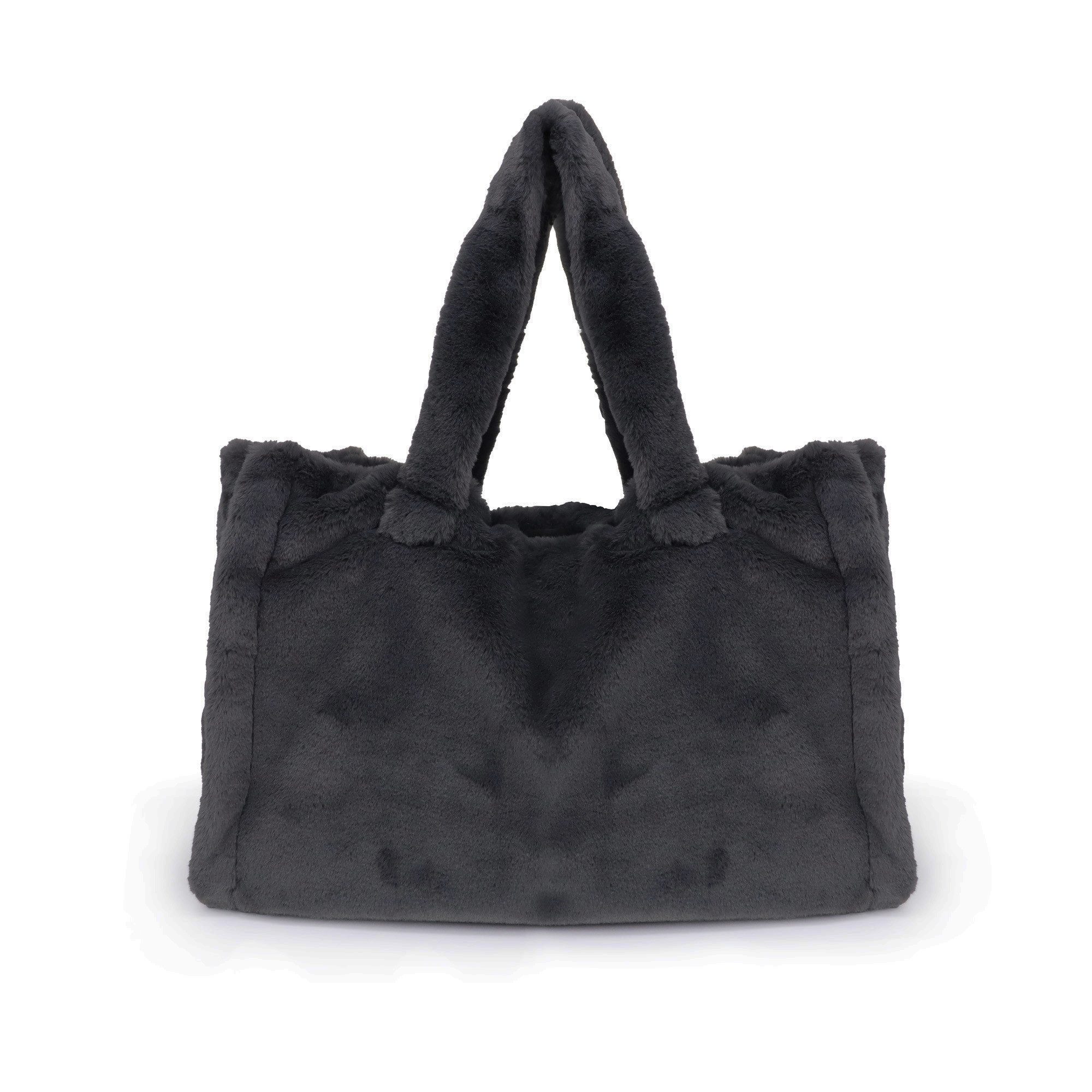 Lara Laurén Handtasche Plüsch Umhängetasche, Shopper mit Innenfach, flauschige Tote Bag mit Magnetverschluss