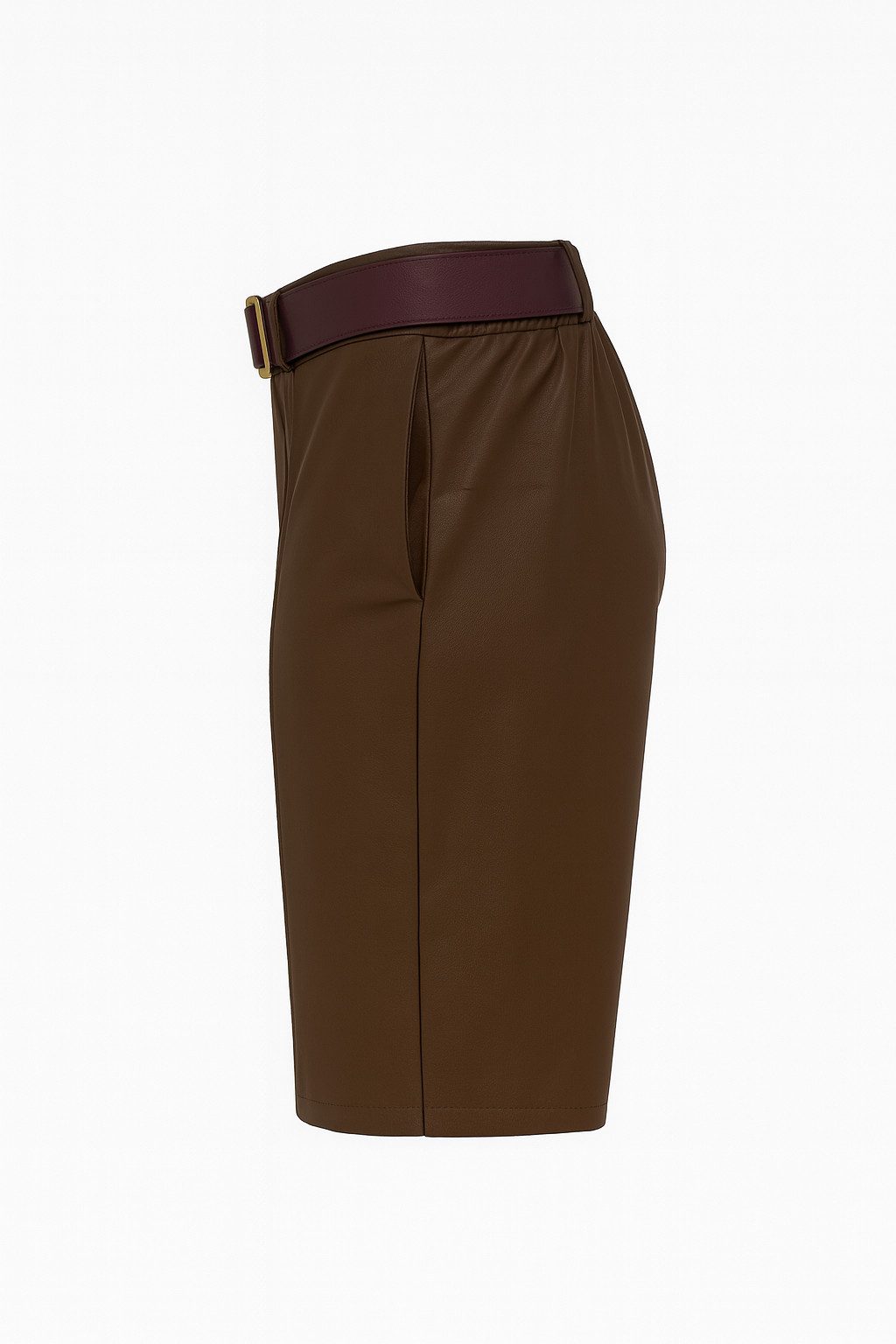 Mississhop Lederimitathose Damen Bermuda aus Kunstleder mit Gürtel M.436