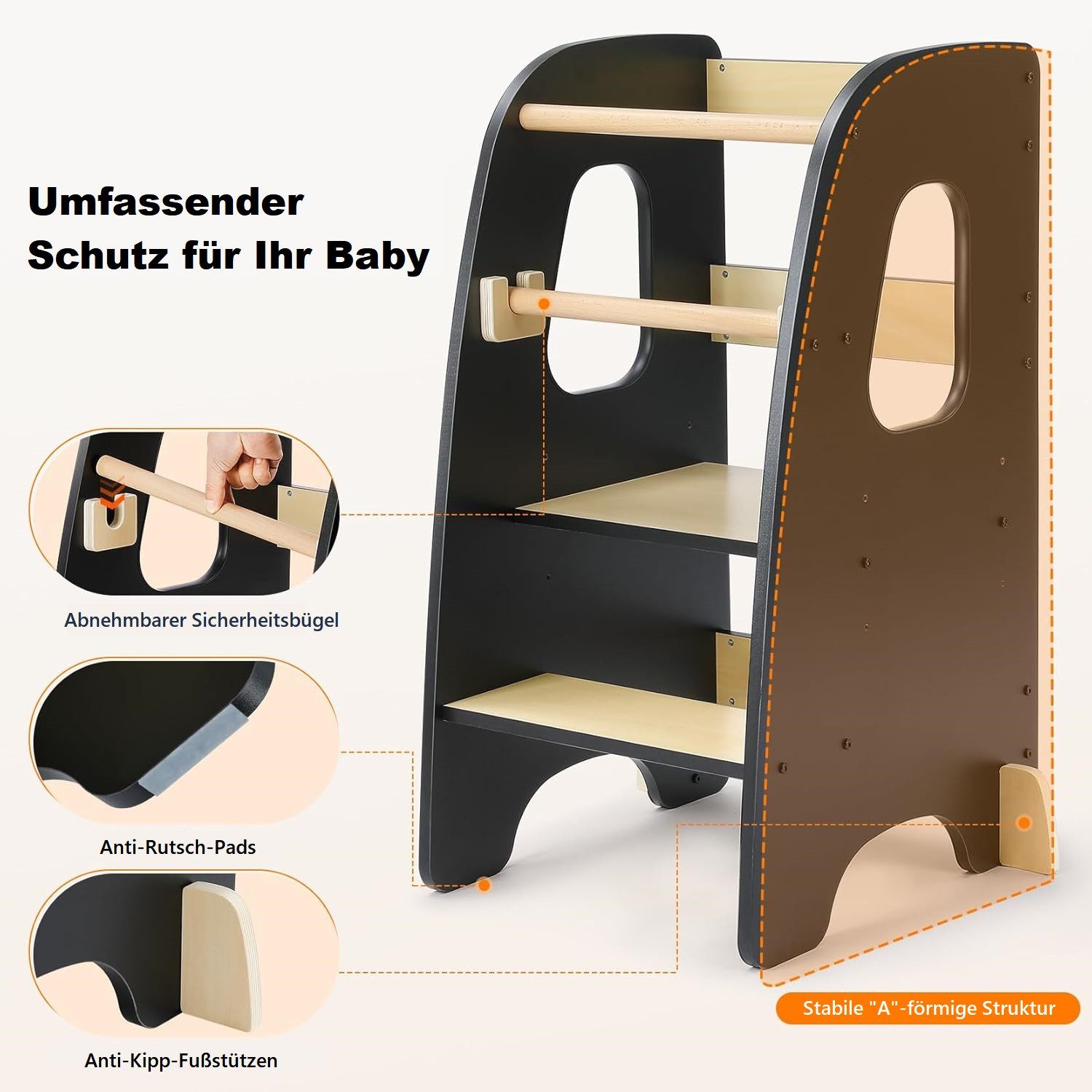 Ezebaby Tritthocker Lernturm höhenverstellbar für Kinder günstig online kaufen