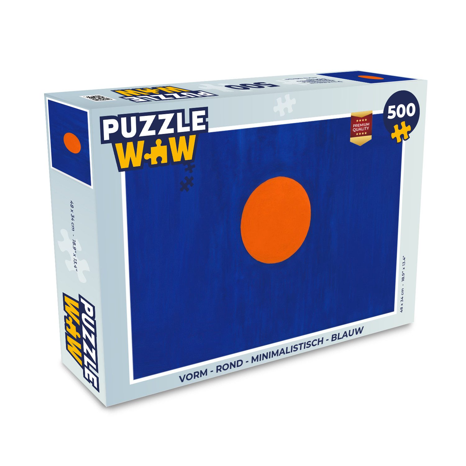 MuchoWow Puzzle Form - Rund - Minimalistisch - Blau, 500 Puzzleteile, Foto-Puzzle, Bilderrätsel, Puzzlespiele, Spielzeug