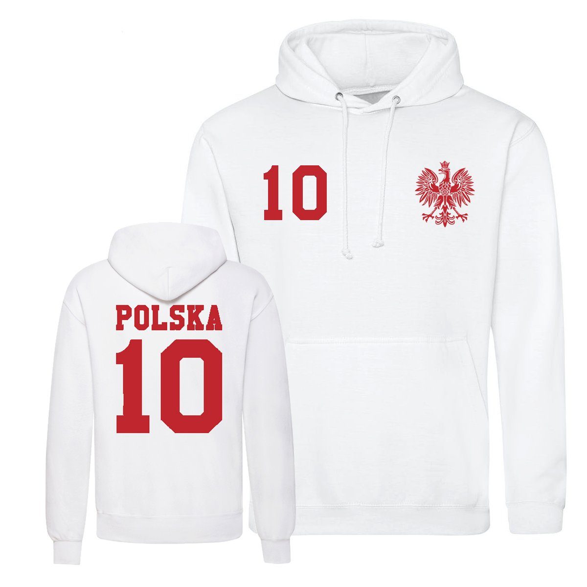 Youth Designz Kapuzenpullover Polen Herren Hoodie Pullover im Fußball Trikot Look mit trendigem Frontprint