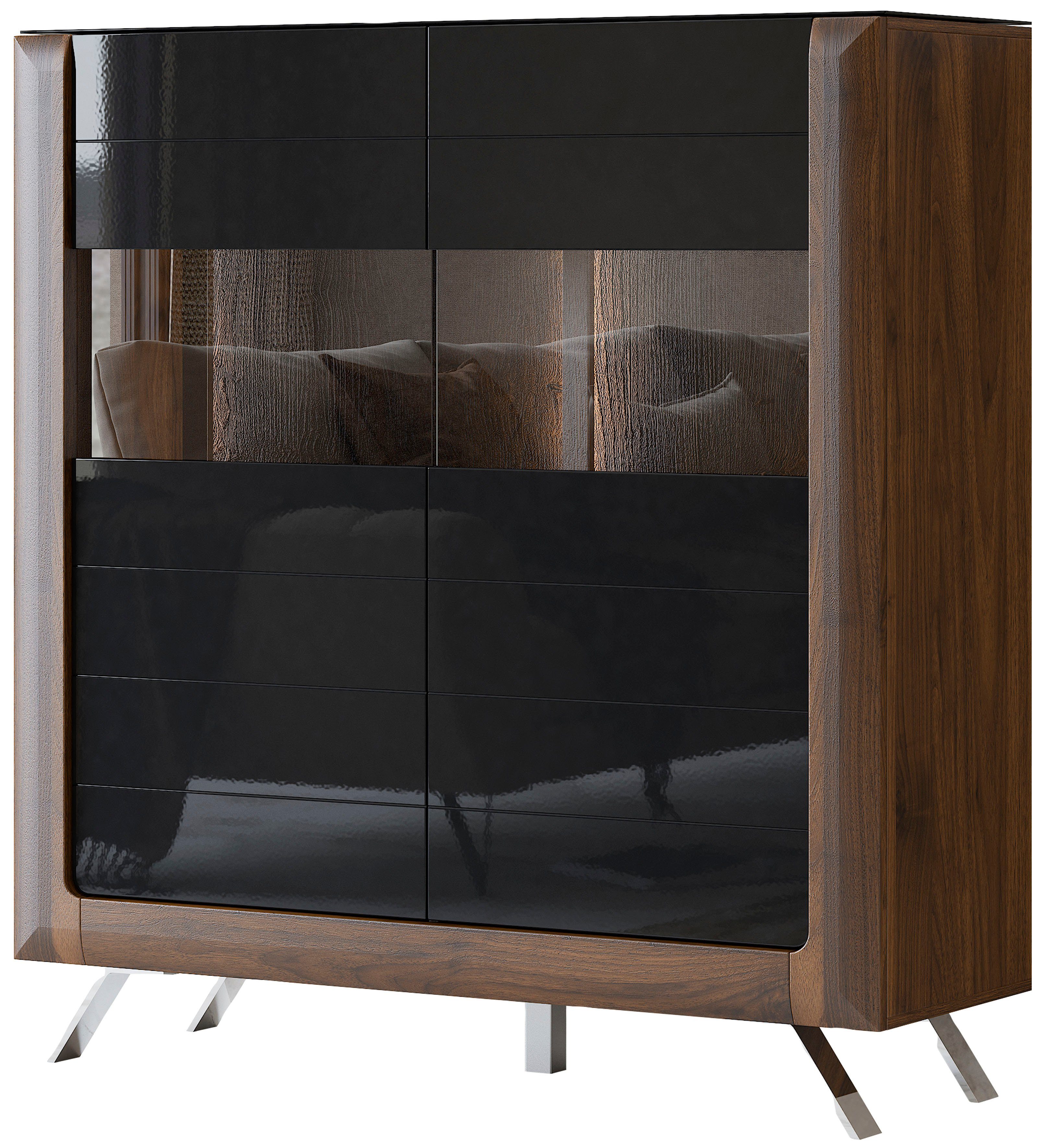 Leonique Highboard "Kasai" Höhe 136,5 cm, 2 Türen mit Glaseinsatz günstig online kaufen