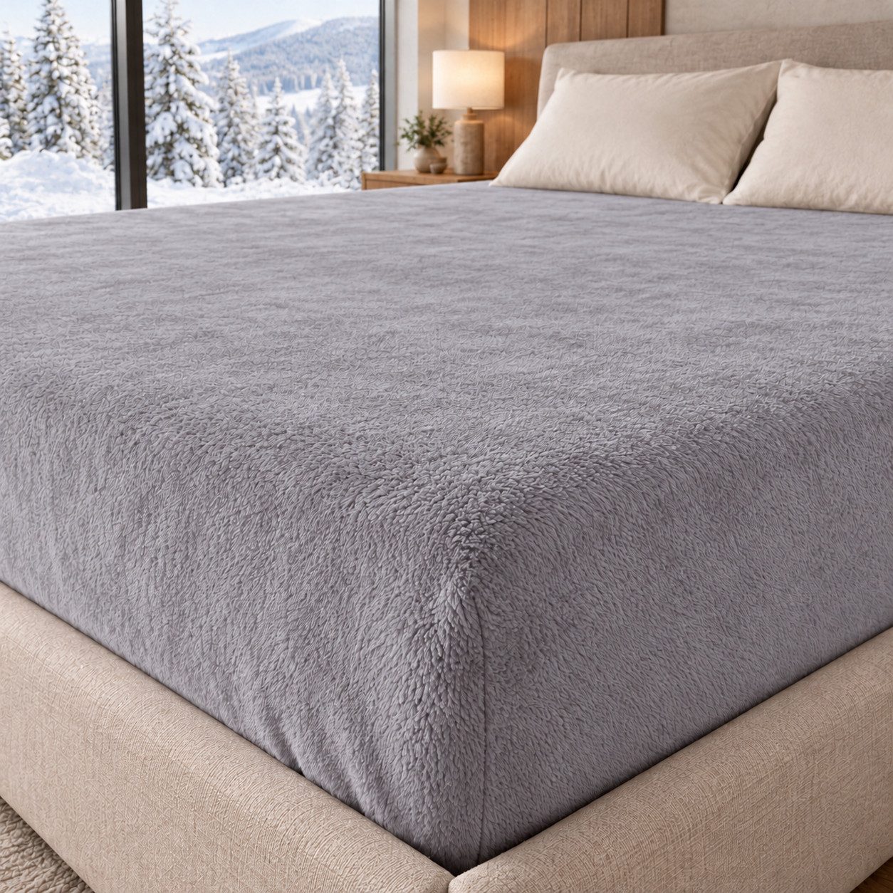 One Home Spannbettlaken Winter Cashmere Touch, Fleece, Gummizug: rundum, (1 Stück), flauschig weich warmes Teddy Plüsch – Bild 2 von 5