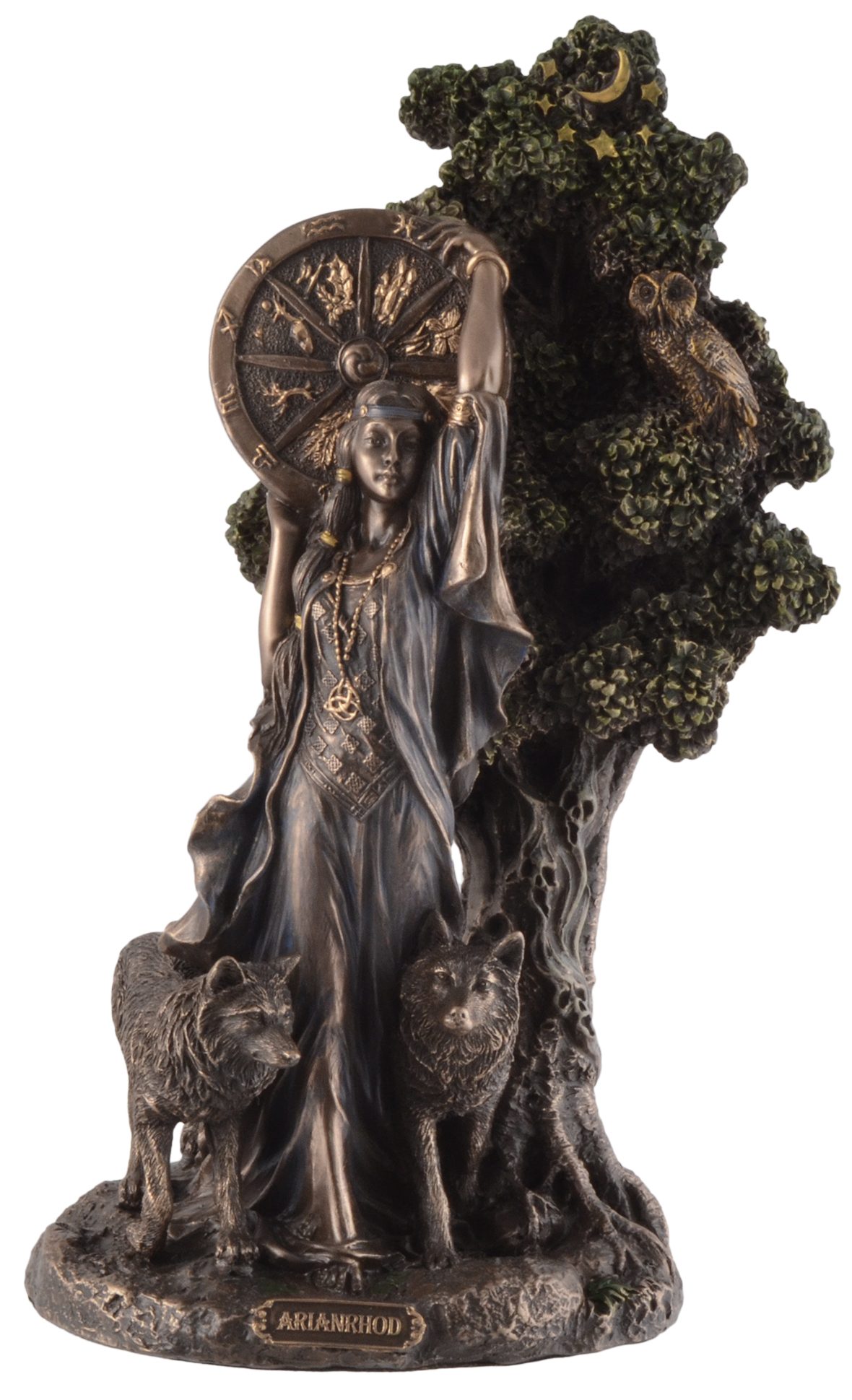 Vogler direct Gmbh Dekofigur Arianrhod keltische Göttin des Schicksals - by Veronese, von Hand bronziert und coloriert, LxBxH ca. 15x10x24cm