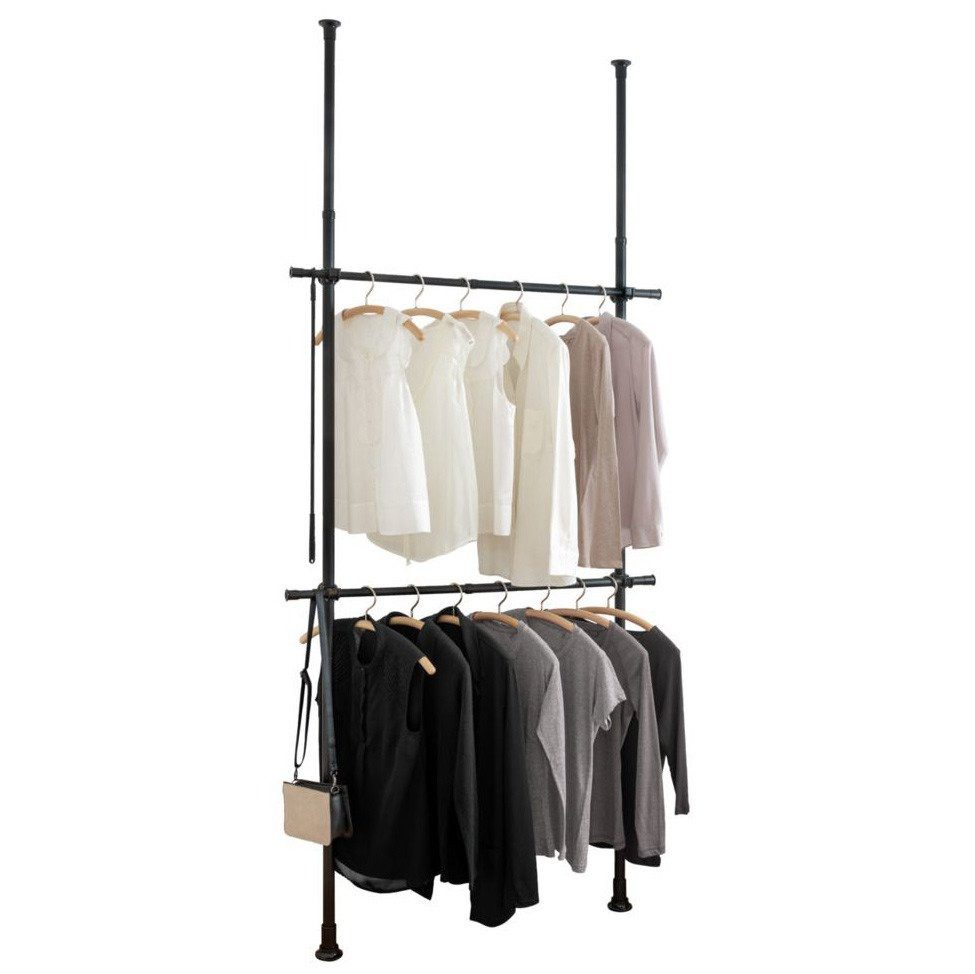 WENKO Garderobenständer Teleskop-Garderobensystem HERKULES BASIC, schwarz, WENKO, (Kleiderständer)