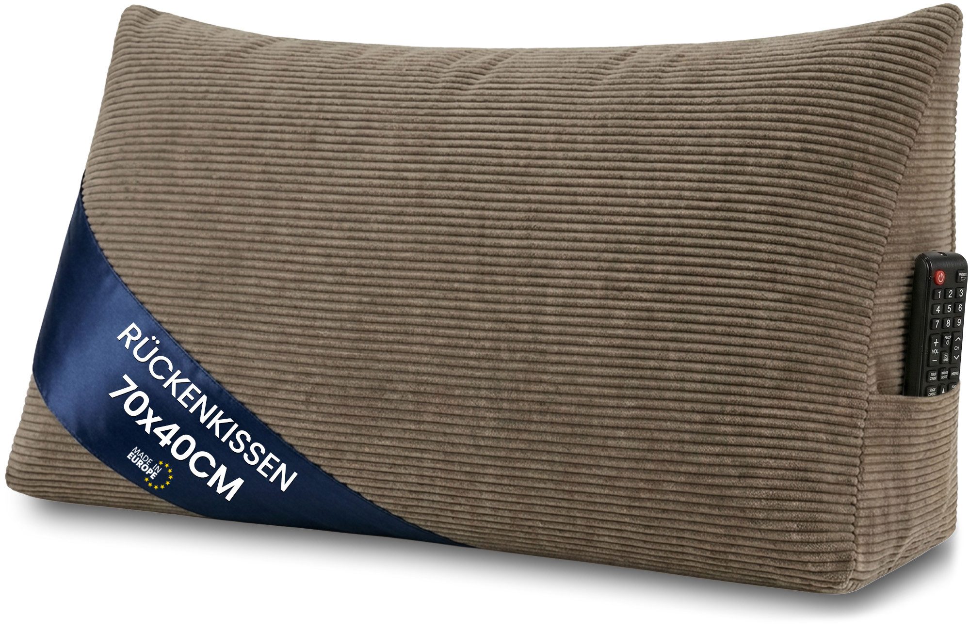Amazinggirl Rückenkissen Keilkissen Cord Kissen 70x40 cm - Lesekissen für Bett Sofa und Couch