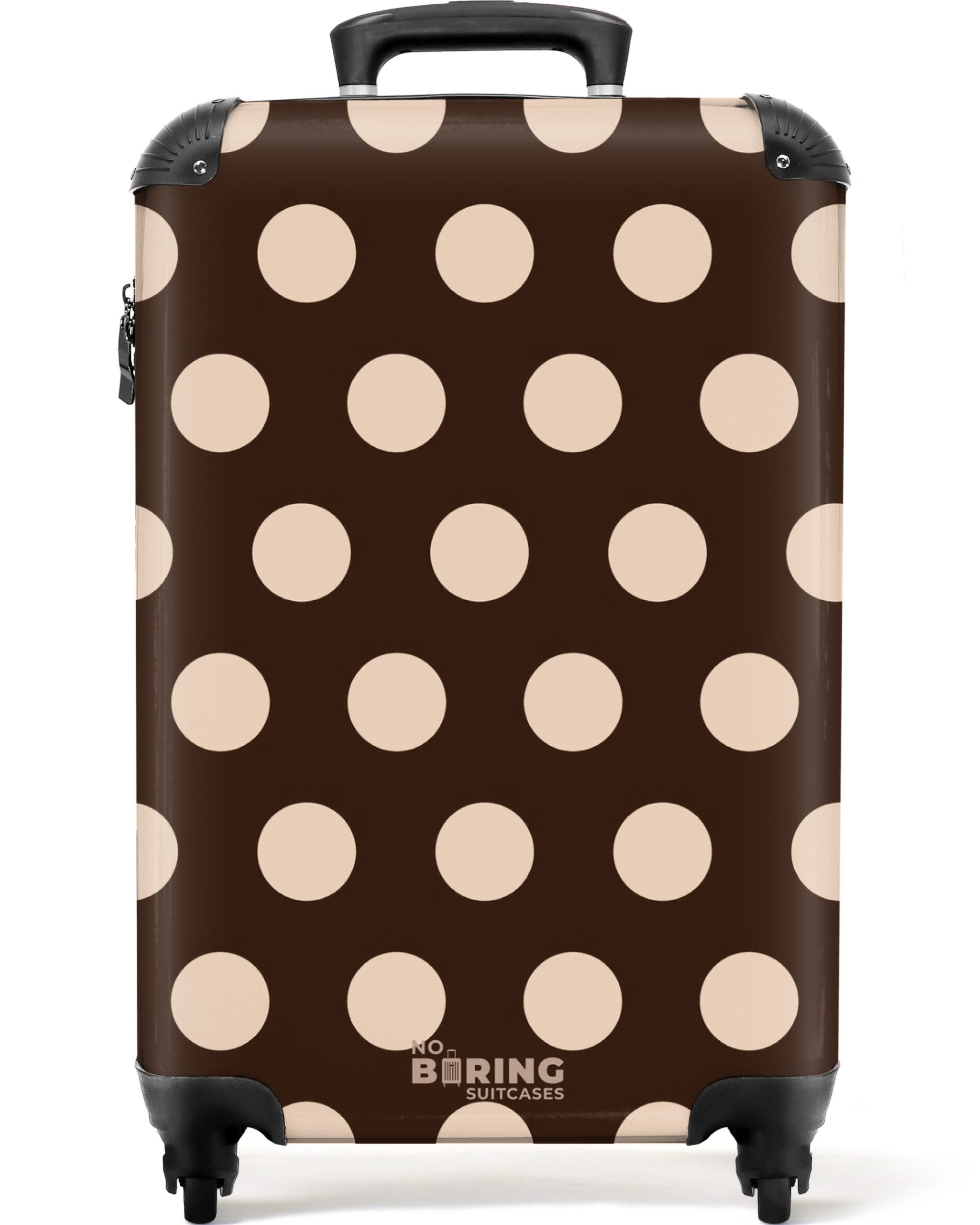 NoBoringSuitcases.com© Hartschalen-Trolley Tupfenmuster in verschiedenen Brauntönen 55x35x20cm, 4 Rollen, Reisetasche mit Rollen, Koffer Handgepäck Flugzeug