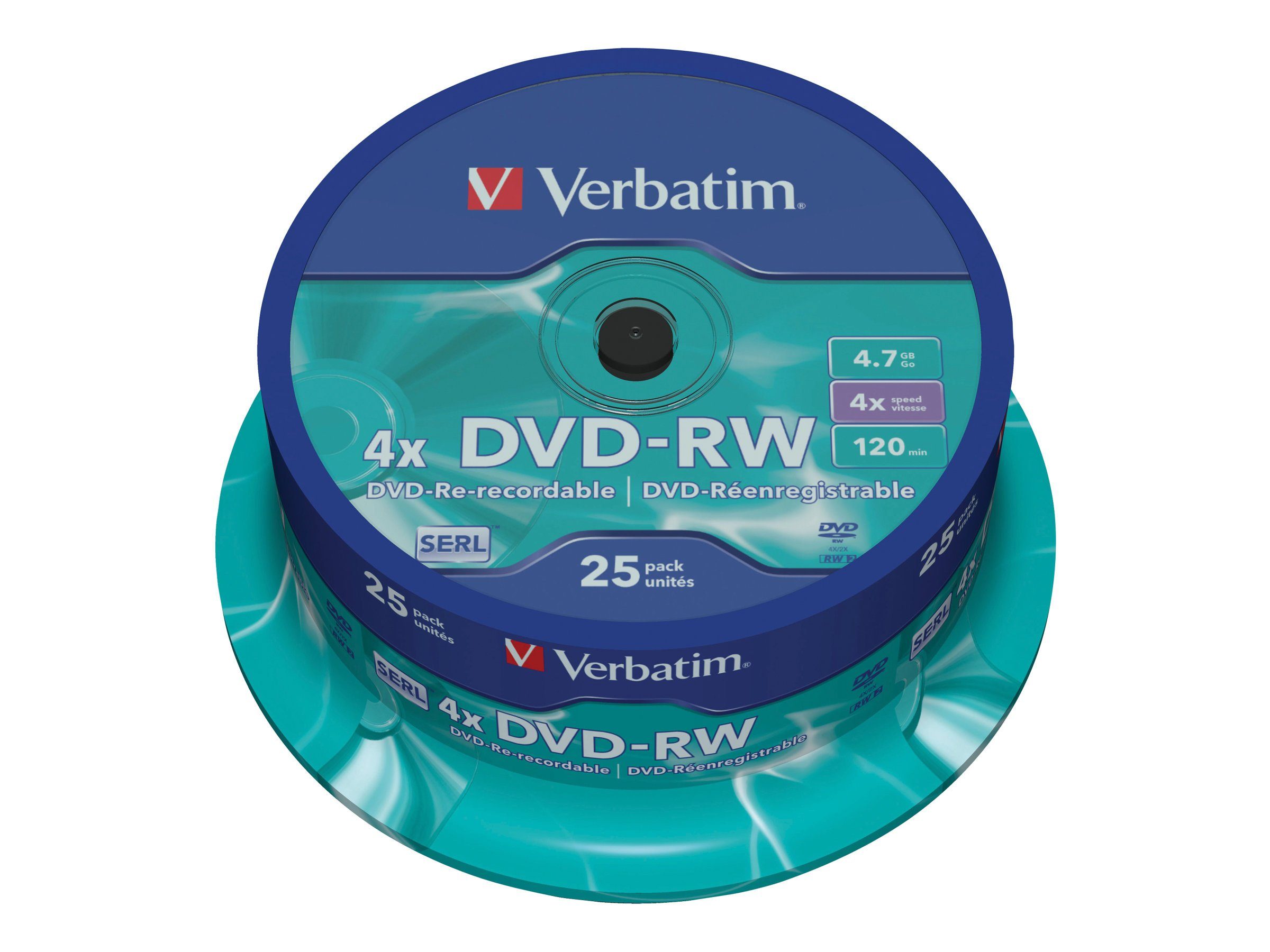 Verbatim DVD-Rohling Verbatim DVD-RW 4.7GB 4x, 25er Spindel