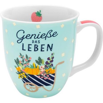 Sheepworld Tasse Porzellan-Tasse mit Motiv "Garten-Glück" Genieße das Leben 40cl, Porzellan, mit Innen- und Henkeldruck