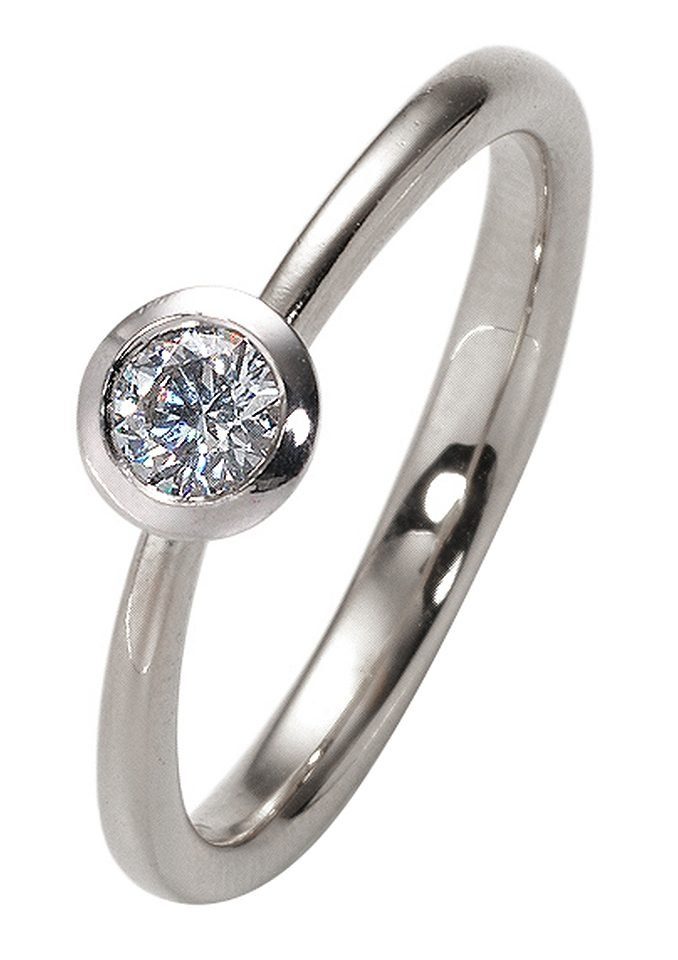 Brillant/Diamant in Schmuck Geschenk Verlobungsring Firetti Goldring, Damenring Zargenfassung Solitärring Gold 585