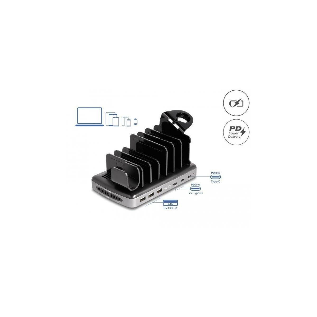 Delock 41461 - USB Ladestation mit 3 x USB Type-C PD + 3 x USB... Notebook-Adapter