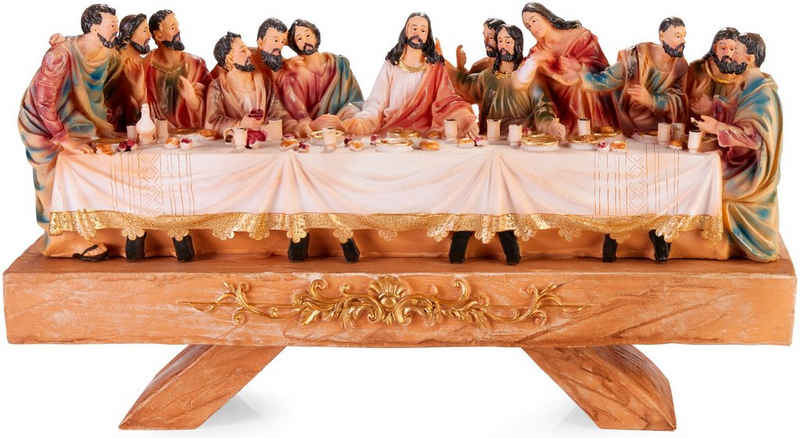 BRUBAKER Weihnachtsfigur Das letzte Abendmahl - 40 cm Weihnachtsfigur mit handbemalten Figuren (Jesus und seine 12 Jünger am Tisch, 1 St), Abendmahlszene Weihnachtsdeko - XL Tischdekoration aus Polyresin