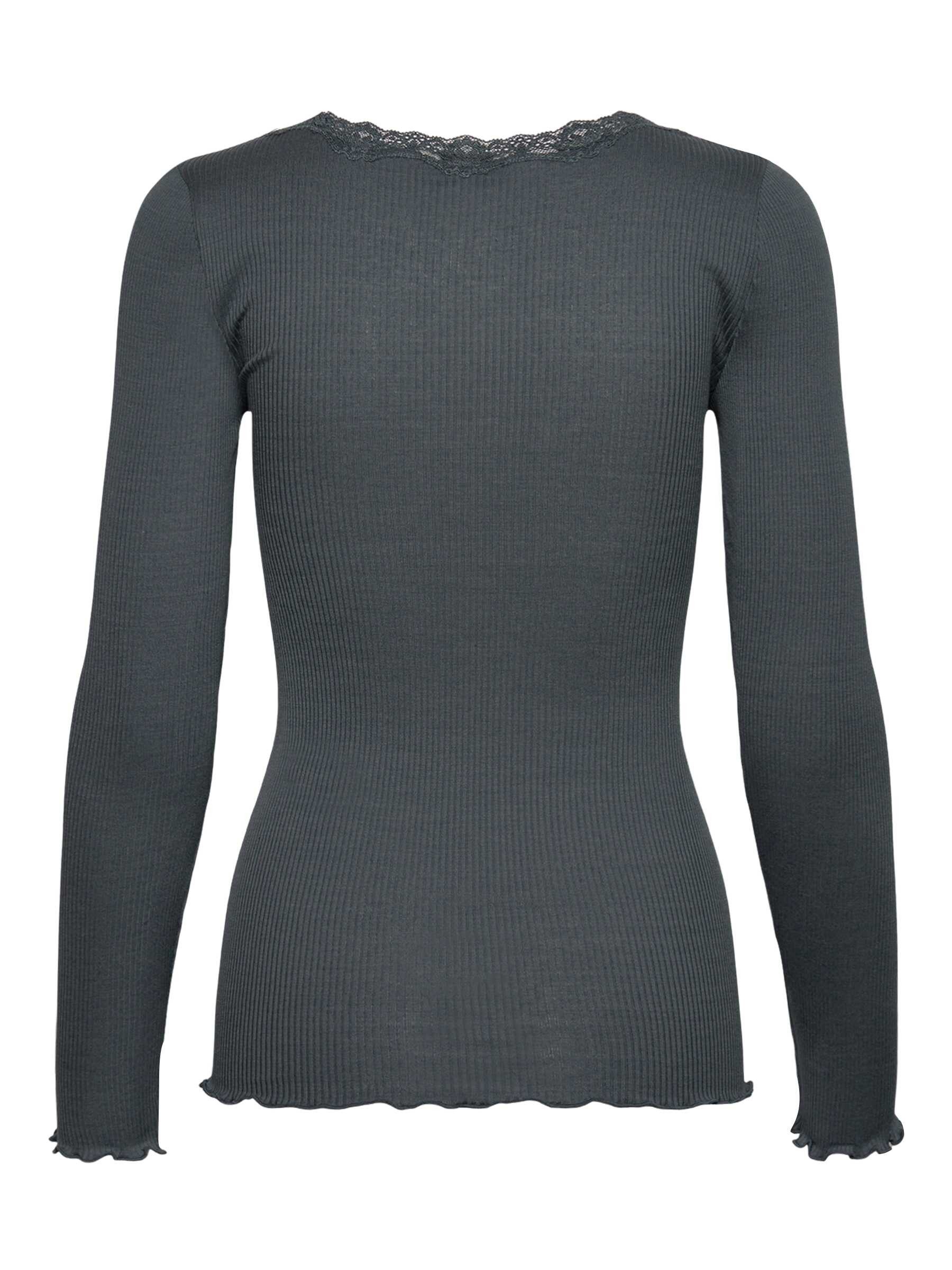 rosemunde Langarmshirt Babette Silk Blouse mit Seide Langarm, mit Spitze, feminin, bequem, eng, Seidenmix – Bild 2 von 3