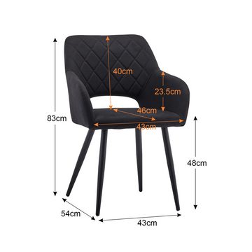 CLIPOP Esszimmerstuhl Küchenstuhl aus Leinenstoff (2er Set), Polstersessel mit offener Rückenlehne