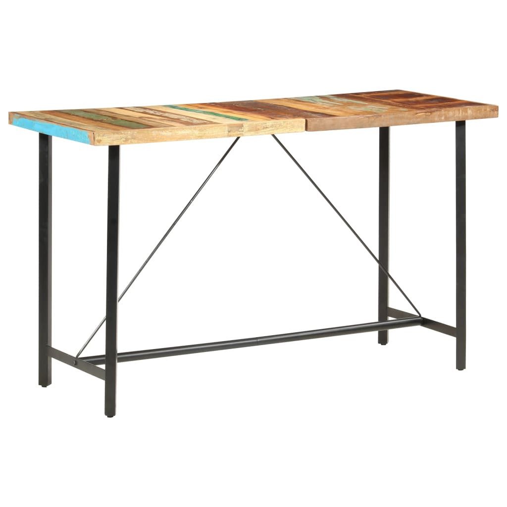 vidaXL Essgruppe 9-tlg. Bar-Set Recyceltes Massivholz, Echtleder und Canvas, (9-tlg)