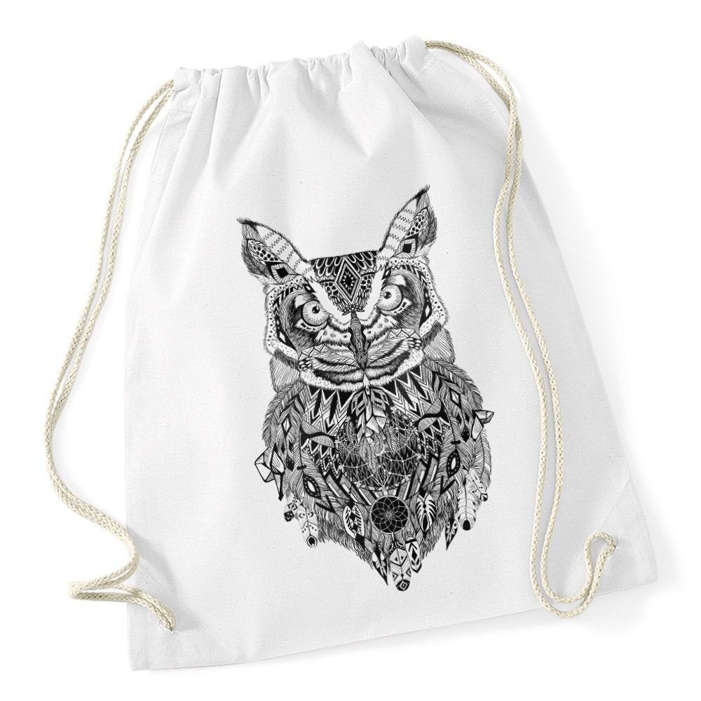 Autiga Turnbeutel Turnbeutel Eule Aztekenmuster Boho Aztec Owl Hipster Beutel Tasche