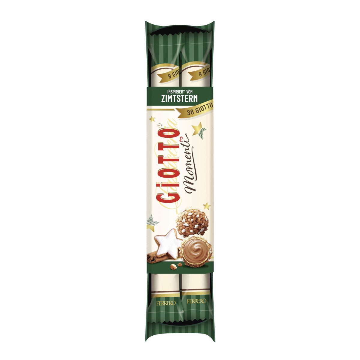 FERRERO Schokolade, Ferrero Giotto Zimtstern 36 Stück mit Zimt Magermilchcreme 154g