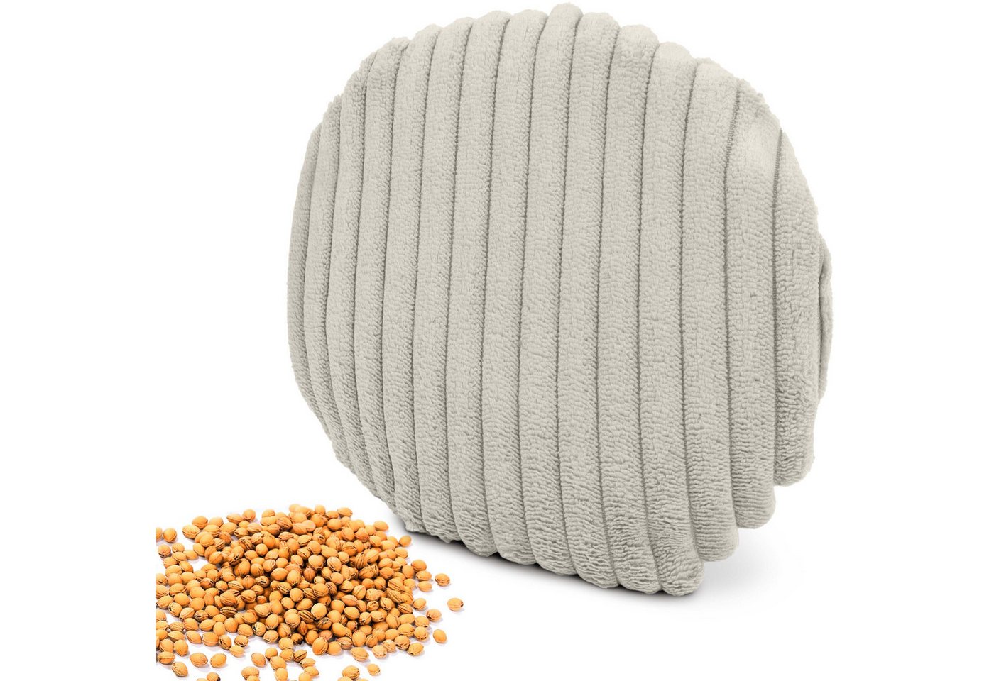 Amilian Kirschkernkissen - rundes Wärmekissen / Kältekissen mit 100 % Kirschkernen - Ø16 cm, Ideal für punktuelle Wärme- und Kälteanwendungen, mikrowellengeeignet, ideal für Hände, Nacken, Schulter, Bauch