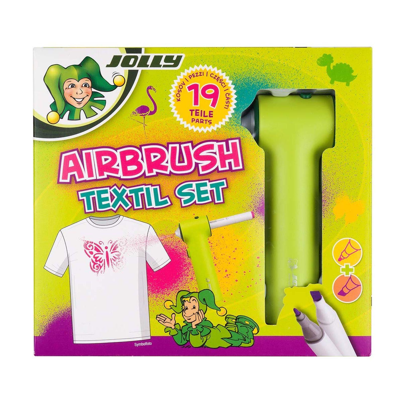 JOLLY Kreativset Airbrush Textil Set, (19-tlg), 19 tlg.