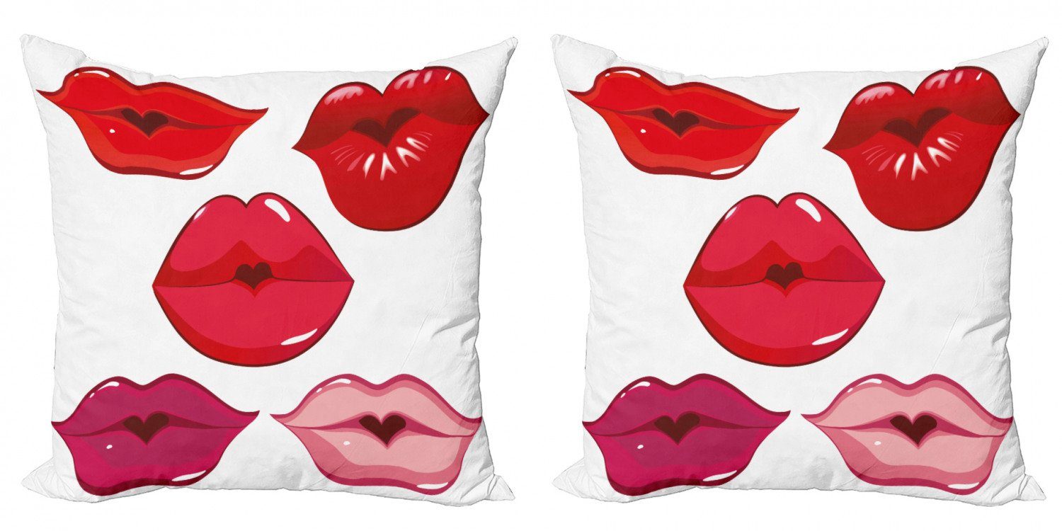 Accent Abakuhaus Lippenkuß Doppelseitiger Kissenbezüge Kuss Frau Digitaldruck, Affection Kunst Modern (2 Stück),