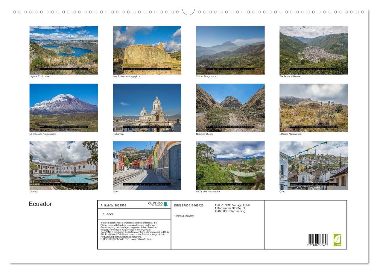 Thumbnail - CALVENDO Wandkalender Ecuador (Wandkalender 2026 DIN A2 quer), CALVENDO Monatskalender