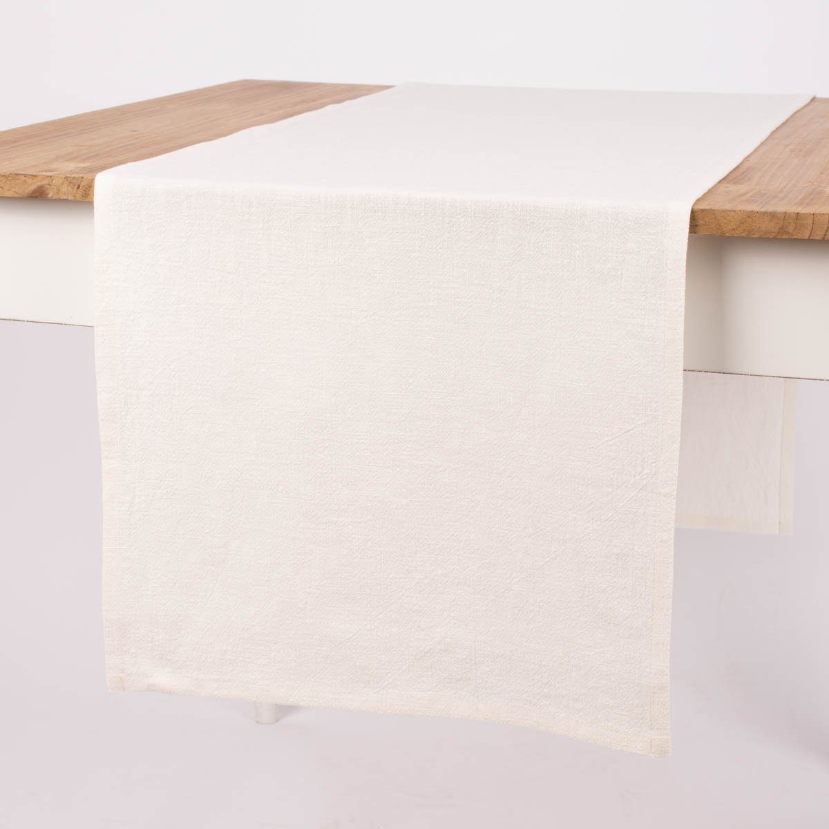 Tischläufer SCHÖNER LEBEN. Tischläufer Bio Ramie Leinenoptik cremeweiß 40x160cm