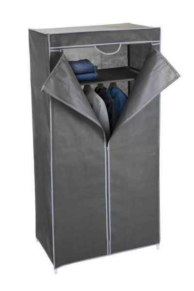 Spetebo Kleiderschrank Stoff Kleiderschrank grau - 160 x 75 cm (Stück, 1-St., Kleiderschrank) Mobiler Schrank mit Kleiderstange