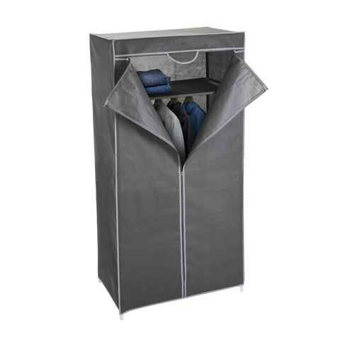 Spetebo Kleiderschrank Stoff Kleiderschrank grau - 160 x 75 cm (Stück, 1-St., Kleiderschrank) Mobiler Schrank mit Kleiderstange
