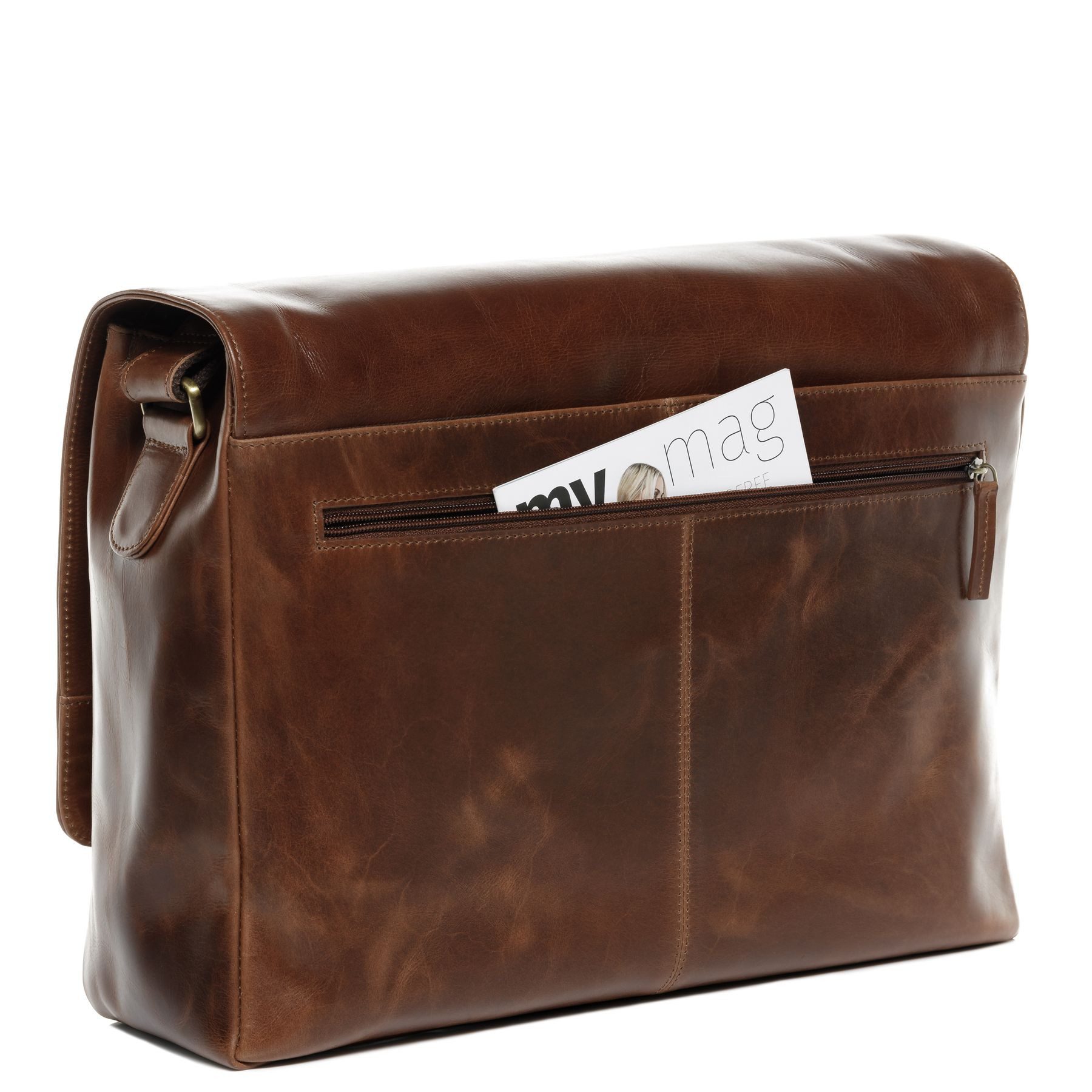 SID & VAIN Messenger Bag SPENCER groß Laptop-Tasche 15 Zoll echt Leder, Umhaengetasche Laptop Fach Herren Damen Schultertasche hell-braun